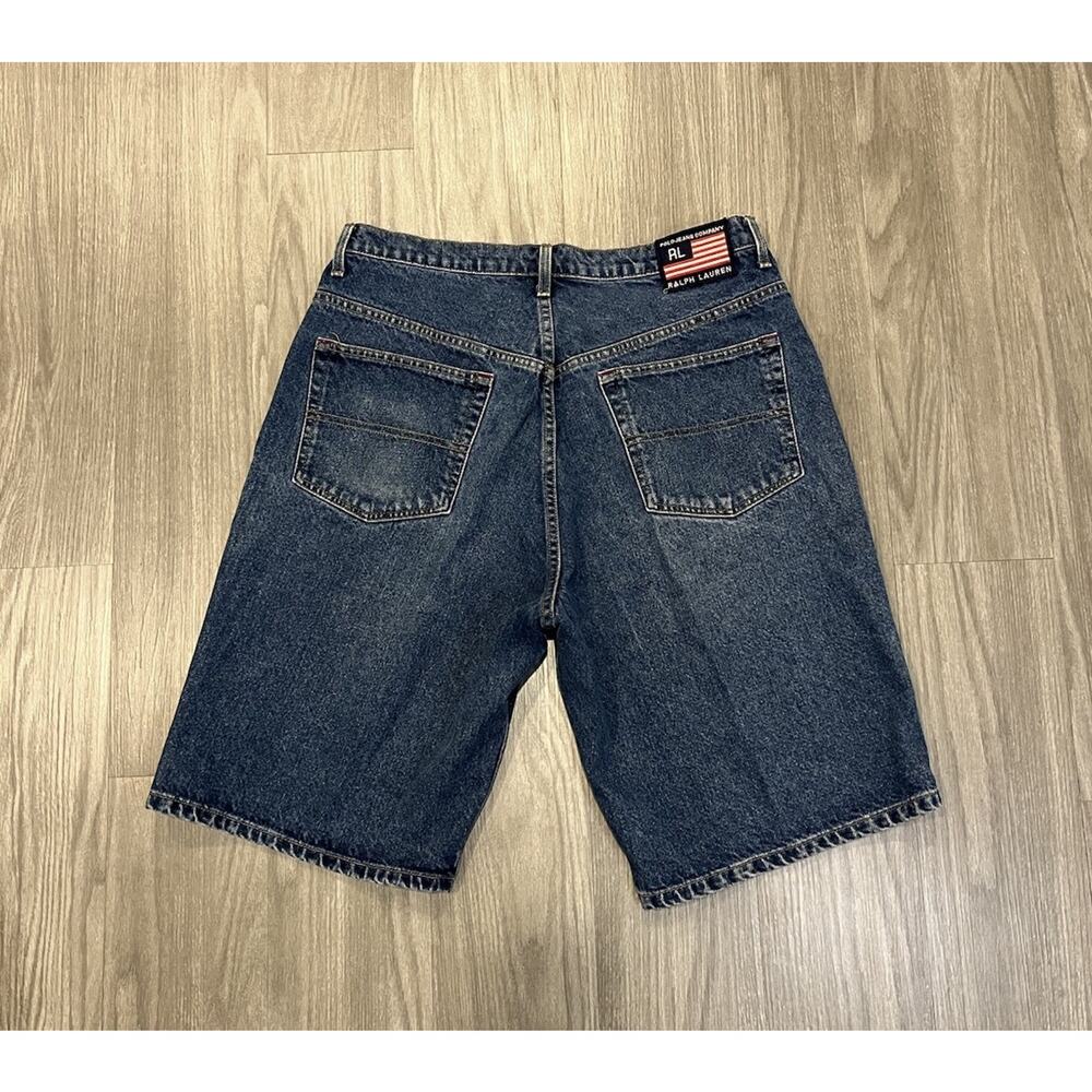 Vintage Y2K 2000s Polo Jeans Co Ralph Lauren Banner Denim Shorts 34 Baggy
